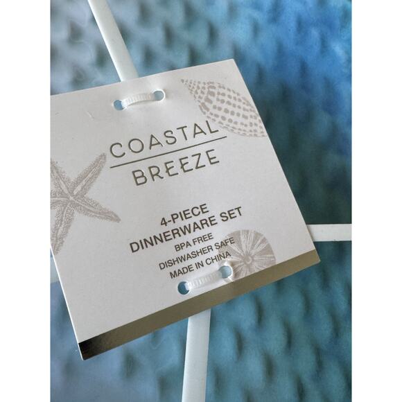 12 Coastal Breeze Fish Shaped Melamine Lunch Dinner Snack Plates Blue Ombre - Picture 10 of 11